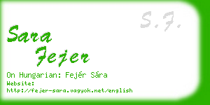 sara fejer business card